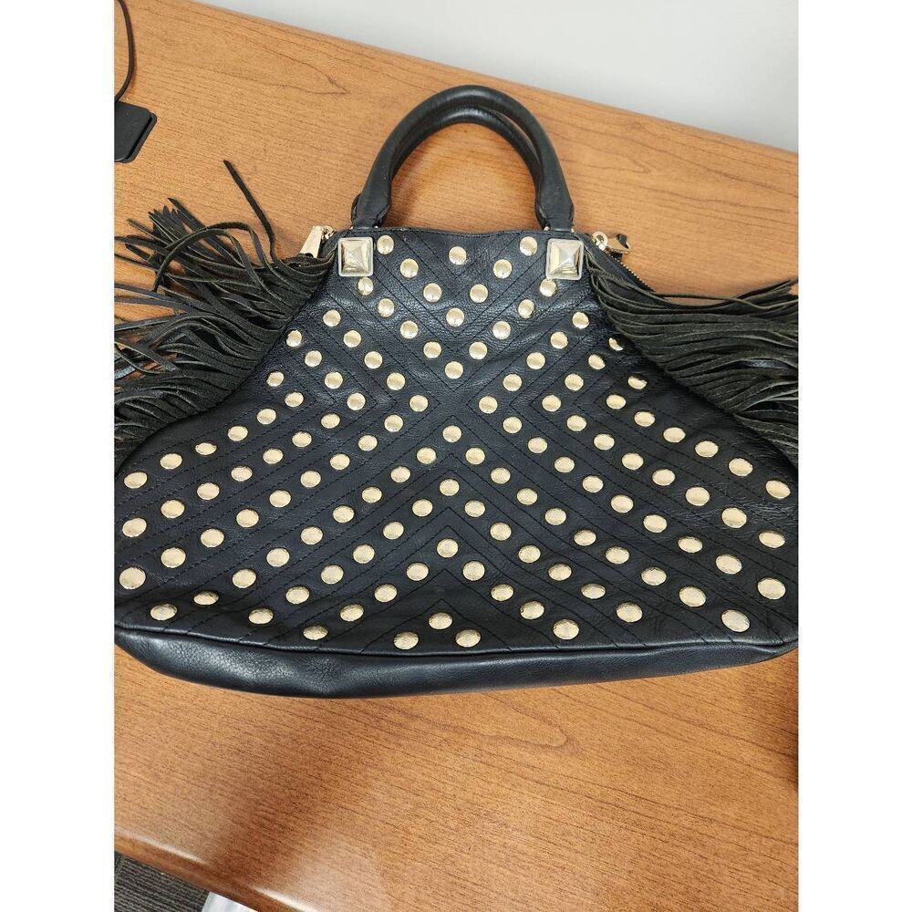 Rebecca Minkoff Black Tassel and Gold Grommet Handbag - Picture 8 of 10